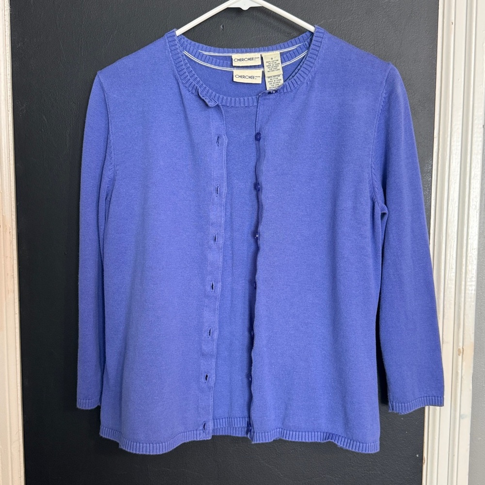 Cherokee Y2K Periwinkle Sweater Set Size: S Cardigan and Tank